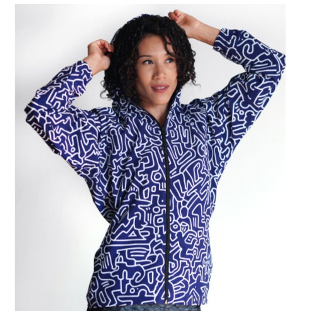 InknBurn Purple Pop Keith Haring Windbreaker Jacket NWT